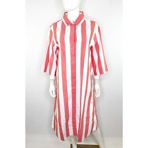 Atlantic Pacific x Lake MARNIE Caftan Shirt Dress Size M Red Granita Stripe NEW